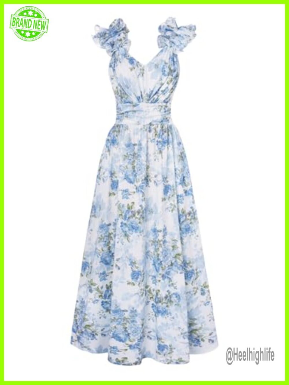 Women's Floral Print Maxi Dress Sleeveless Sweetheart Ruffle Summer